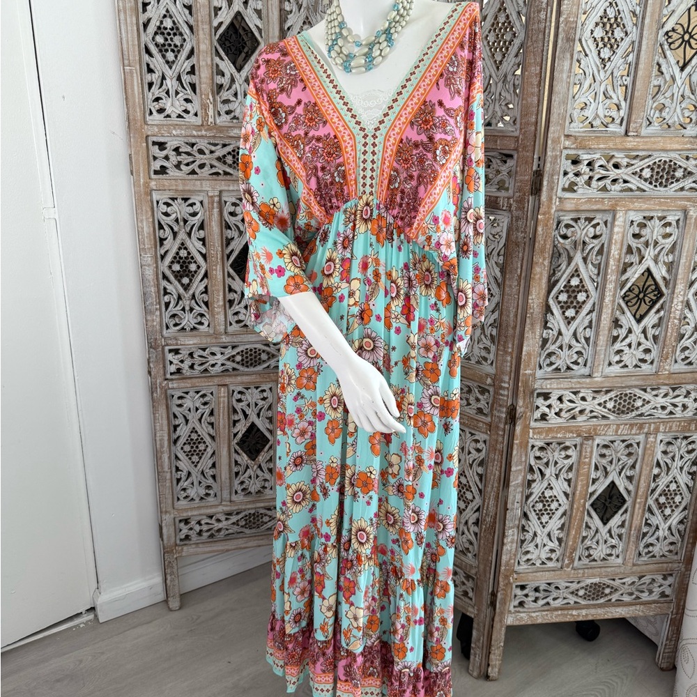 Sundress Tamsy with Blue Flutter Sleeve Sundress